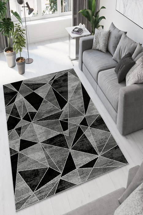 Conceptum Alfombra W942 Gris Poliéster Lavable a Máquina Antideslizante 80x120 cm
